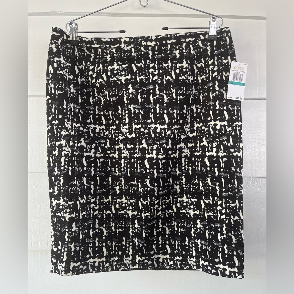 Michael Michael Kors Cotton Black White Patterned Women's Skirt Office 16 NWT